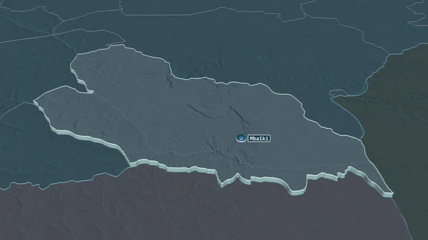 Zoom Lobaye Prefettura Della Repubblica Centrafricana Estruso Prospettiva Obliqua Mappa — Foto Stock