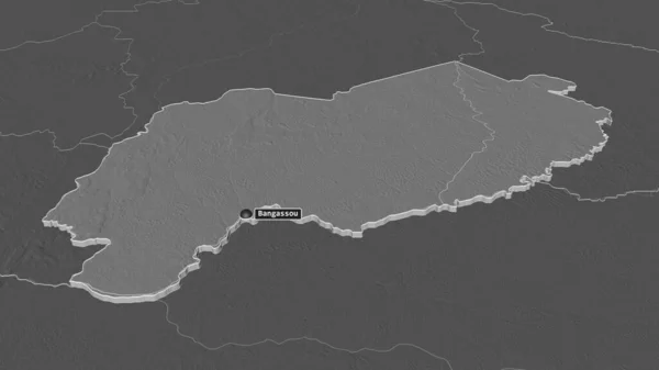 Zoom Mbomou Prefettura Della Repubblica Centrafricana Estruso Prospettiva Obliqua Mappa — Foto Stock