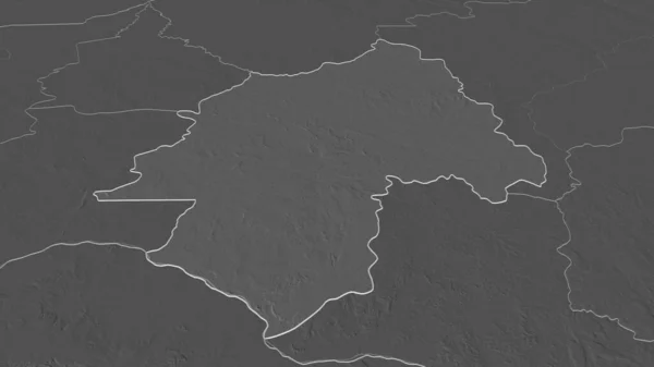 Ampliar Ouaka Prefectura República Centroafricana Esbozado Perspectiva Oblicua Mapa Elevación — Foto de Stock
