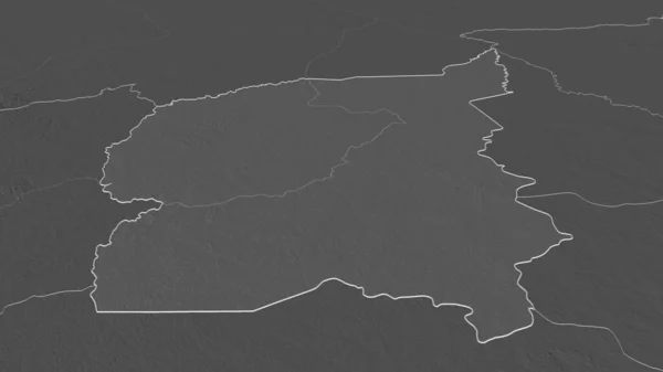 Zoom Ouham Prefettura Della Repubblica Centrafricana Delineato Prospettiva Obliqua Mappa — Foto Stock