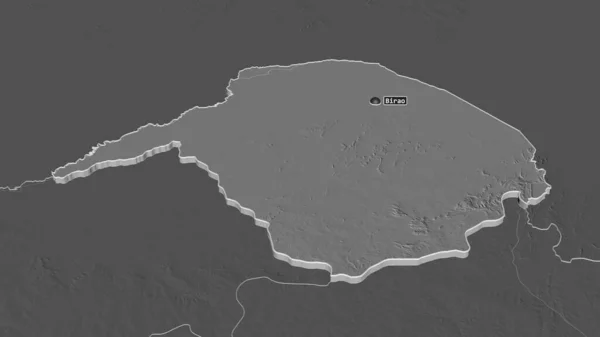 Zoom Vakaga Prefettura Della Repubblica Centrafricana Estruso Prospettiva Obliqua Mappa — Foto Stock