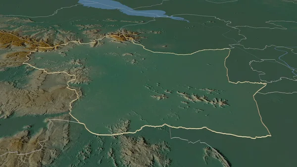 Начнем Фалонга Провинция Камбодия Непристойная Перспектива Карта Рельефа Поверхностными Водами — стоковое фото