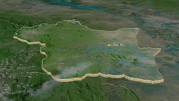 Powiększenie Kampong Prowincja Kambodża Wytłaczane Perspektywa Ukośna Zdjęcia Satelitarne Renderowanie — Zdjęcie stockowe