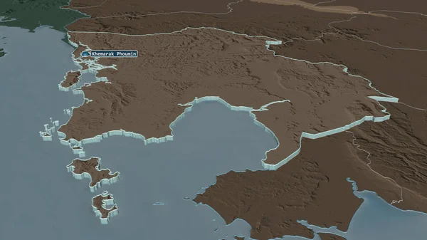 캄보디아 절하였다 관점이죠 울퉁불퉁 구역의 지도는 지표수로 있었습니다 렌더링 — 스톡 사진