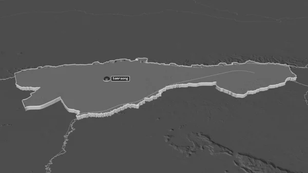 Otdarでズーム平均チー カンボジアの州 嘘の見方だ 地表水と二階の標高マップ 3Dレンダリング — ストック写真