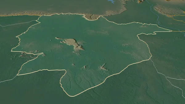 Preah Vihear カンボジア州 のズームアウト概要 嘘の見方だ 地表水と地形救援マップ 3Dレンダリング — ストック写真