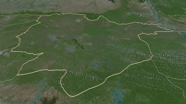 Zoom Preah Vihear Provincie Cambodja Geschetst Obliek Perspectief Satellietbeelden Weergave — Stockfoto