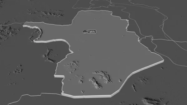 Zoom Takev Provincia Della Cambogia Estruso Prospettiva Obliqua Mappa Elevazione — Foto Stock