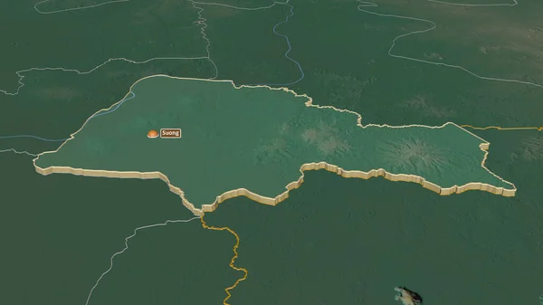 Zoom Tbong Khmum Provincia Della Cambogia Estruso Prospettiva Obliqua Mappa — Foto Stock