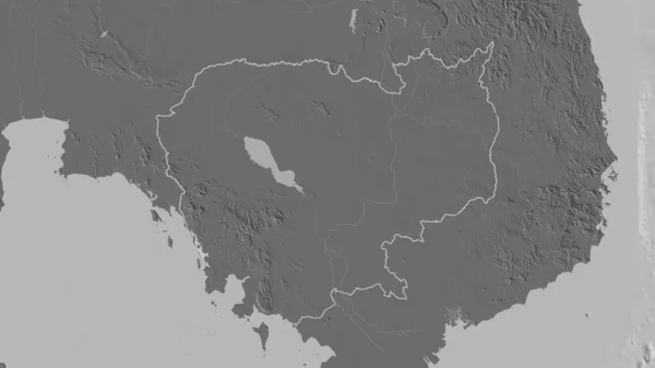 Σχηματισμένο Σχήμα Της Περιοχής Της Καμπότζης Υψόμετρο Bilevel Επιφανειακά Νερά — Φωτογραφία Αρχείου