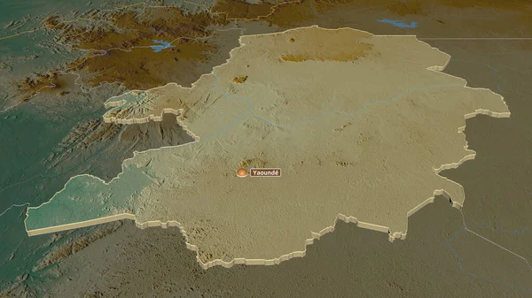 中央にズーム カメルーンの地域 嘘の見方だ 地表水と地形救援マップ 3Dレンダリング — ストック写真