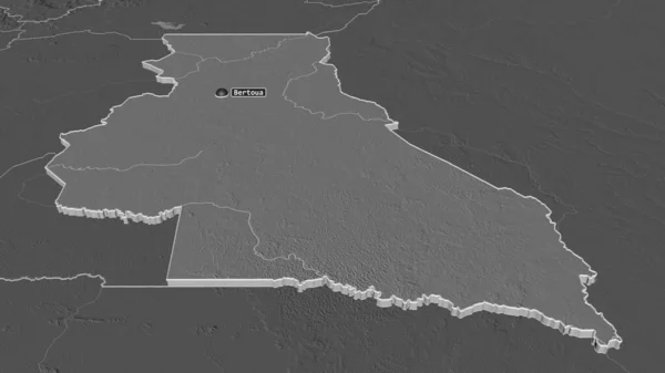 Zoom Est Region Cameroon Extruded Oblique Perspective Bilevel Elevation Map — Stock Photo, Image