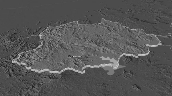 Zoom Nord Ouest Regione Del Camerun Estruso Prospettiva Obliqua Mappa — Foto Stock