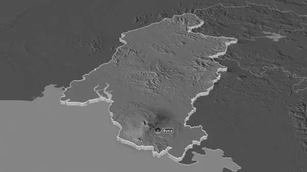 Zoom Sud Ouest Regione Del Camerun Estruso Prospettiva Obliqua Mappa — Foto Stock
