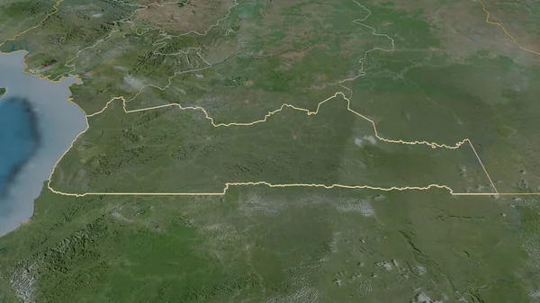 Ampliar Sud Región Camerún Esbozado Perspectiva Oblicua Imágenes Satélite Renderizado — Foto de Stock