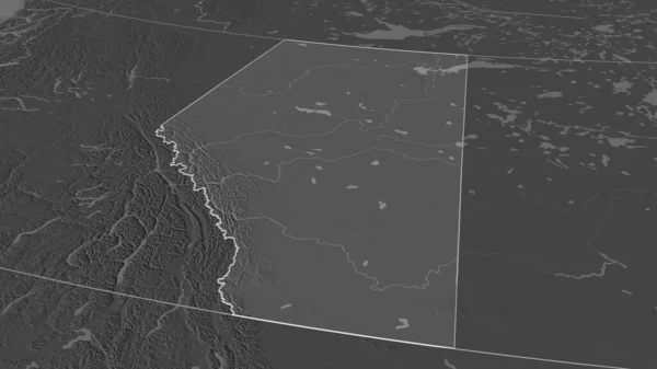 Zoom Alberta Provincie Canada Geschetst Obliek Perspectief Hoogteverschil Kaart Met — Stockfoto