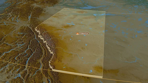 Zoom Alberta Província Canadá Extrudido Perspectiva Óbvia Mapa Topográfico Relevo — Fotografia de Stock