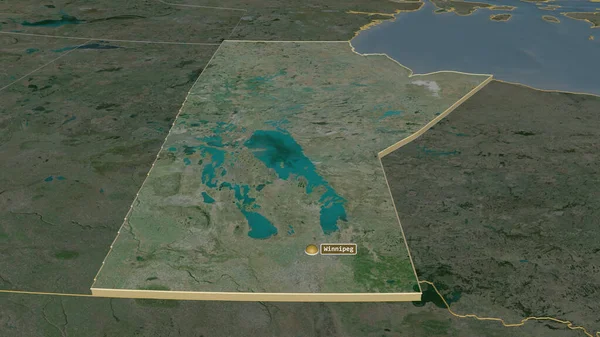 Zoom Manitoba Província Canadá Extrudido Perspectiva Óbvia Imagens Satélite Renderização — Fotografia de Stock