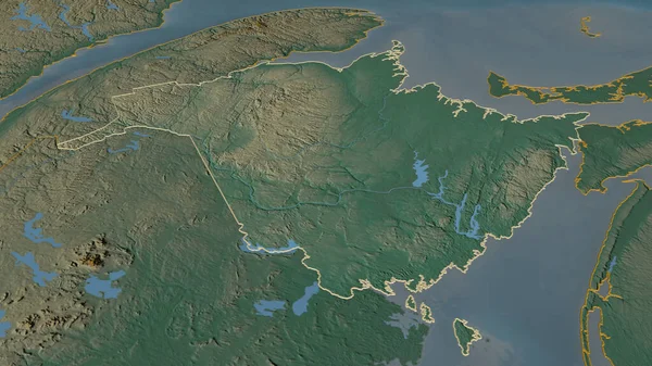 Zoom New Brunswick Província Canadá Delineado Perspectiva Óbvia Mapa Topográfico — Fotografia de Stock