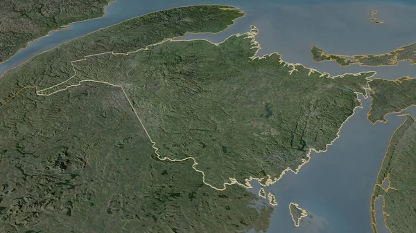 Zoom New Brunswick Provincie Canada Geschetst Obliek Perspectief Satellietbeelden Weergave — Stockfoto