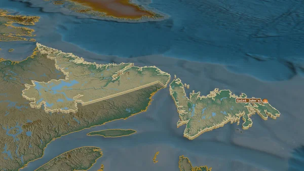 Zoom Terra Nova Labrador Província Canadá Extrudido Perspectiva Óbvia Mapa — Fotografia de Stock