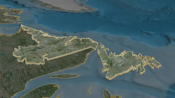 Zooma Newfoundland Och Labrador Provinsen Kanada Extruderade Svagt Perspektiv Satellitbilder — Stockfoto