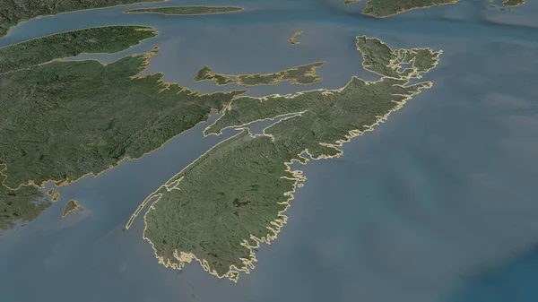 Zoom Nova Escócia Província Canadá Delineado Perspectiva Óbvia Imagens Satélite — Fotografia de Stock