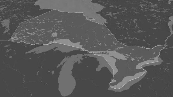 Zoom Auf Ontario Provinz Kanada Umrissen Schräge Perspektive Karte Der — Stockfoto
