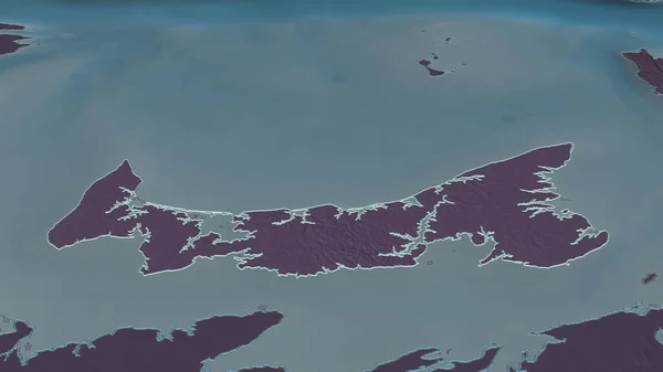 Zoom Prince Edward Island Província Canadá Delineado Perspectiva Óbvia Mapa — Fotografia de Stock