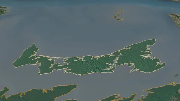 Přiblížit Prince Edward Island Provincie Kanady Nastínil Úhlová Perspektiva Topografická — Stock fotografie