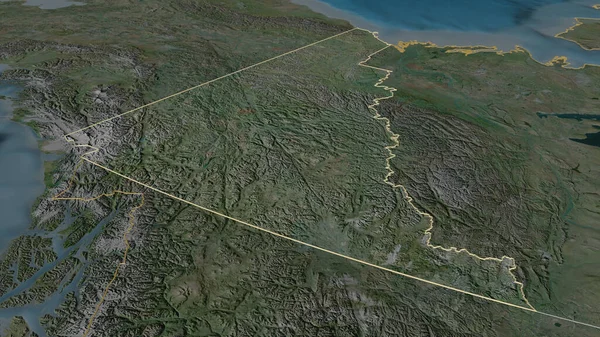 Zoom Yukon Territorio Del Canada Delineato Prospettiva Obliqua Immagini Satellitari — Foto Stock