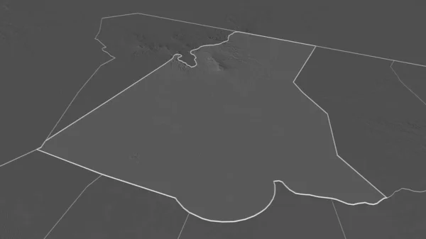 Zoom Auf Borkou Region Tschad Umrissen Schräge Perspektive Karte Der — Stockfoto