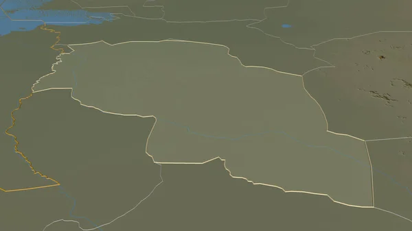 Zoom Chari Baguirmi Regione Del Ciad Delineato Prospettiva Obliqua Mappa — Foto Stock