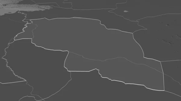 Zoom Chari Baguirmi Regione Del Ciad Delineato Prospettiva Obliqua Mappa — Foto Stock