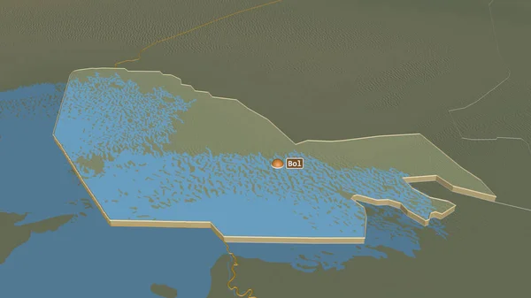 Zoom Lac Region Chad Extruded Oblique Perspective Topographic Relief Map — Stock Photo, Image