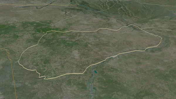 Zoom Logone Occidental Região Chade Delineado Perspectiva Óbvia Imagens Satélite — Fotografia de Stock