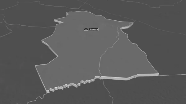 Zoom Mandoul Regione Del Ciad Estruso Prospettiva Obliqua Mappa Elevazione — Foto Stock
