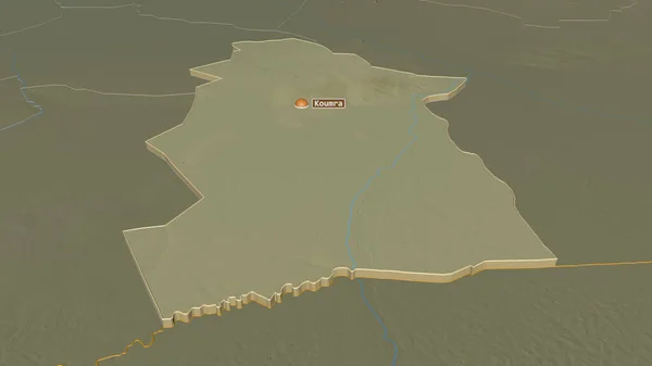 Ampliar Mandoul Región Chad Extruido Perspectiva Oblicua Mapa Topográfico Relieve — Foto de Stock