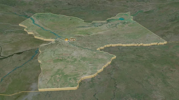 Inzoomen Moyen Chari Regio Van Tsjaad Geëxtrudeerd Obliek Perspectief Satellietbeelden — Stockfoto