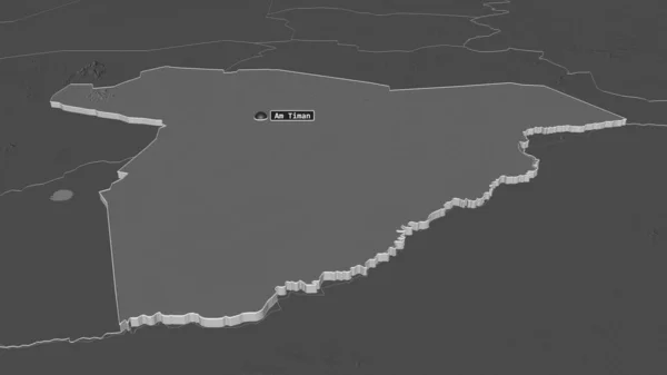 Ampliar Salamat Región Chad Extruido Perspectiva Oblicua Mapa Elevación Bilevel — Foto de Stock