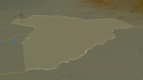 サラマト チャドの地域 でズームアウト概要 嘘の見方だ 地表水と地形救援マップ 3Dレンダリング — ストック写真