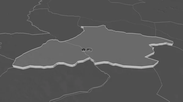 Zoom Sur Tandjile Région Tchad Extrudé Perspective Oblique Carte Altitude — Photo