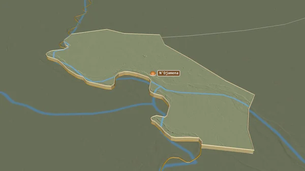 Zoom Ville Djamena Regione Del Ciad Estruso Prospettiva Obliqua Mappa — Foto Stock