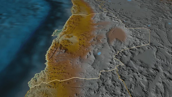 Zooma Antofagasta Regionen Chile Skisserat Svagt Perspektiv Topografisk Reliefkarta Med — Stockfoto