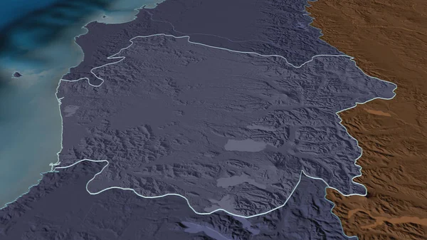 Ampliar Araucanía Región Chile Delineado Perspectiva Oblicua Mapa Coloreado Tocado — Foto de Stock