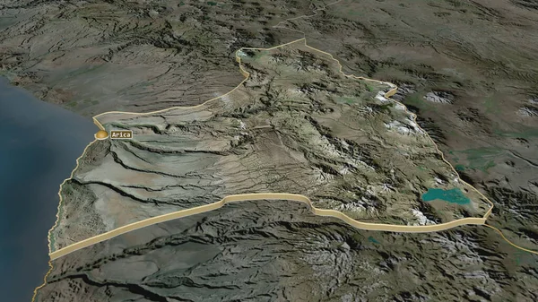 Zooma Arica Parinacota Regionen Chile Svagt Perspektiv Satellitbilder Rendering — Stockfoto