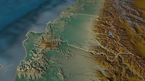 Aproxime Bio Bio Região Chile Delineada Perspectiva Óbvia Mapa Topográfico — Fotografia de Stock