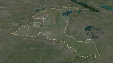 Kongo Demokratik Cumhuriyeti 'nin Haut-Katanga iline yakınlaş. Belirsiz bir bakış açısı. Uydu görüntüleri. 3B görüntüleme