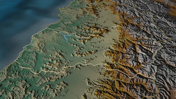 Libertador General Bernardo Higgins チリの地域 でズームアウト概要 嘘の見方だ 地表水と地形救援マップ 3Dレンダリング — ストック写真