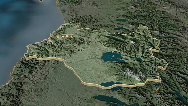 Zoom Los Rios Região Chile Extrudido Perspectiva Óbvia Imagens Satélite — Fotografia de Stock